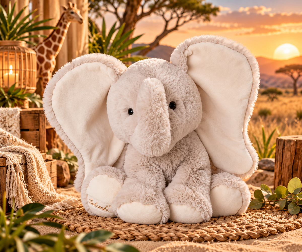 Peluche Bukowski Danny l’Éléphant – 30 cm | Cadeau Naissance