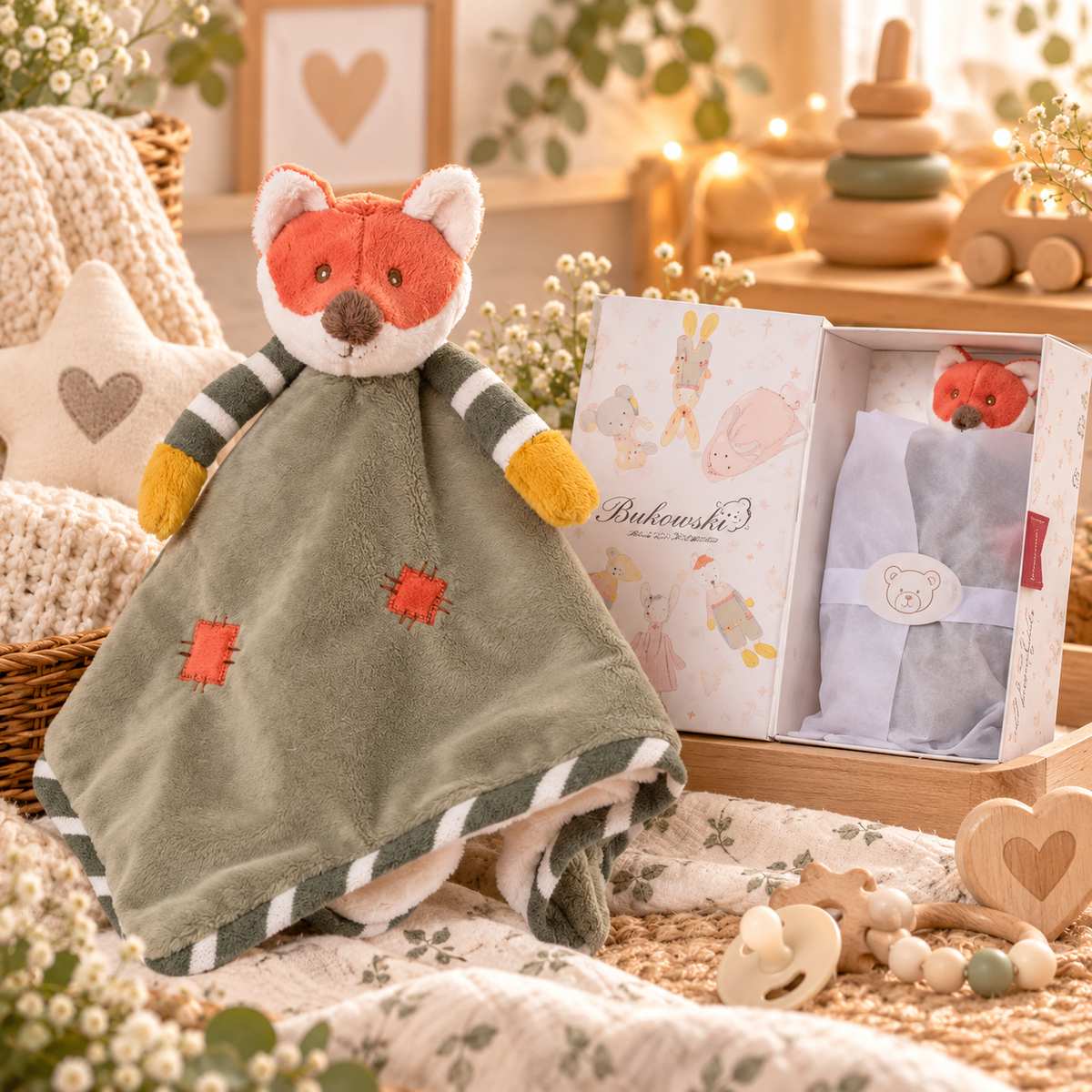Doudou Renard Bukowski Foxy Baby Rug – 30 x 30 cm