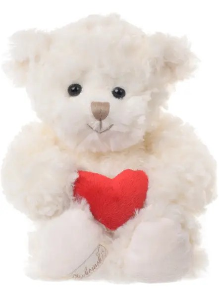 Peluche Bukowski Lovely Léonard – Ours Blanc 25 cm avec Cœur