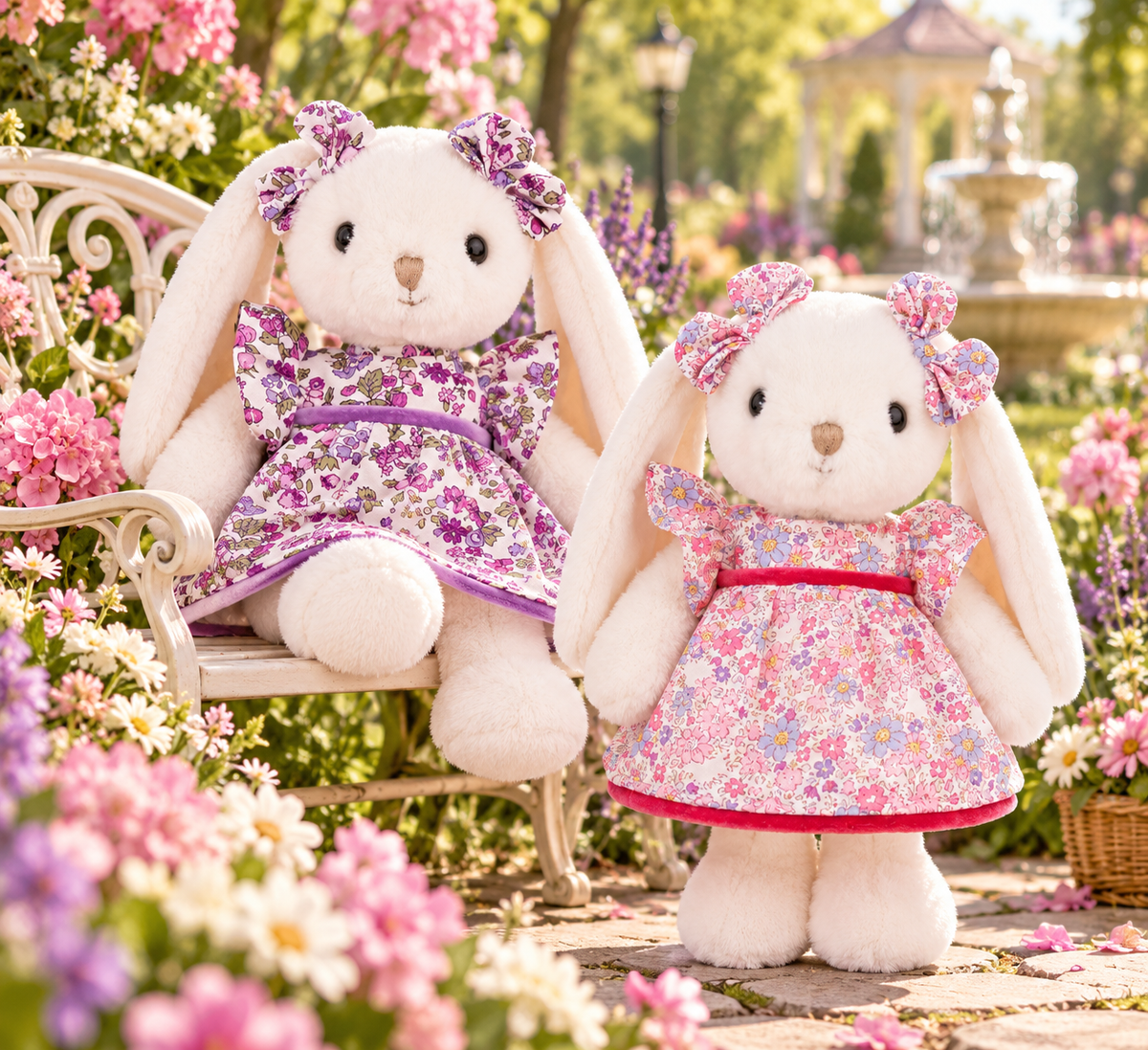 Peluche Bukowski Dalia – Lapin 22 cm en Robe Rose ou Violette