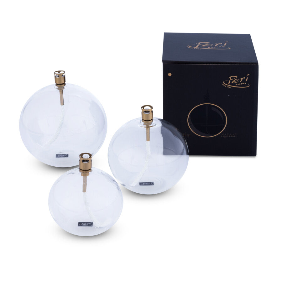 Lampe à Huile Ronde M Peri Living – Verre Transparent Ø11 cm