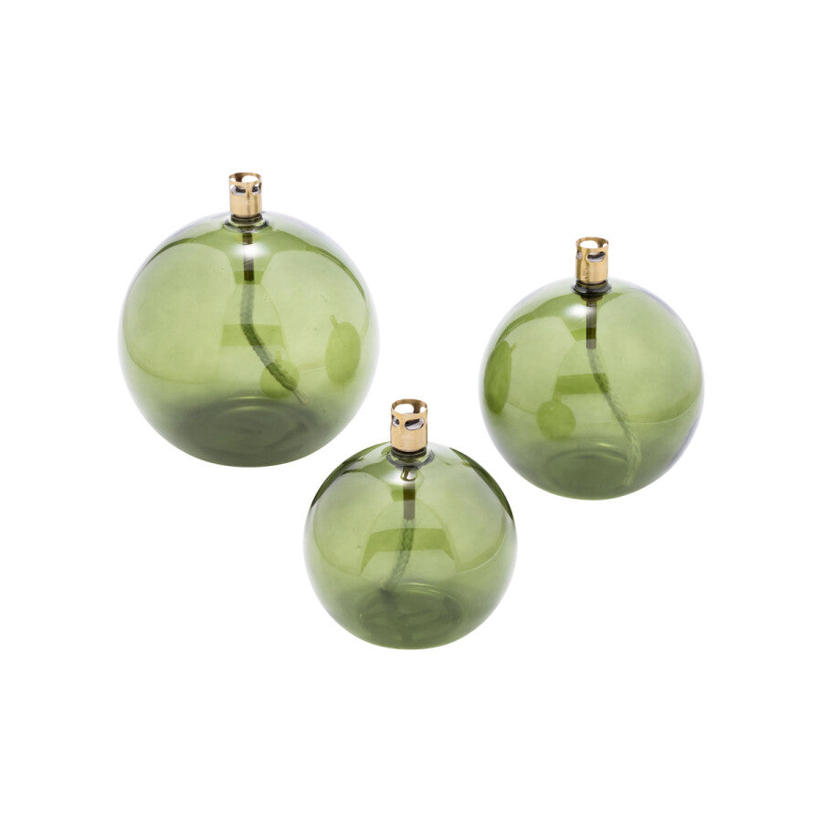 Lampe à Huile Ronde L Peri Living – Verre Vert Ø13 cm